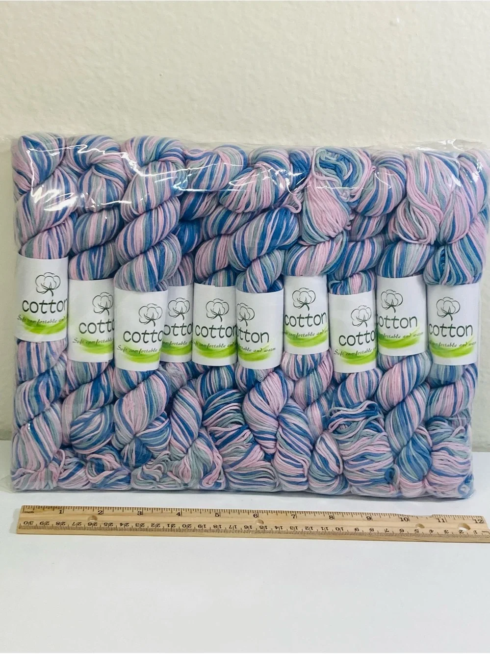 10 NEW (~500g total, ~50g ea.) 100% Cotton Variegated Hanks in Sea Anemone